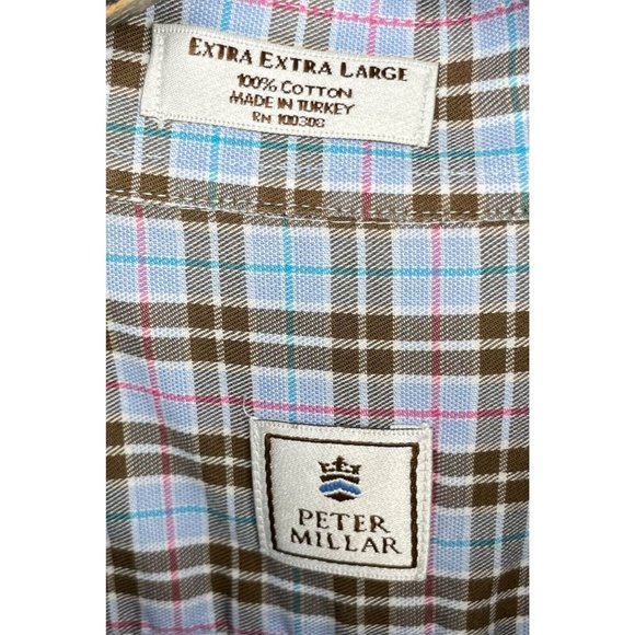 Peter Millar Men’s Long Sleeve Button Front XXL Cotton Multicolor Plaid Shirt - Picture 4 of 4
